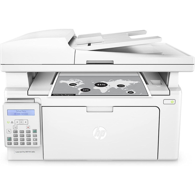 پرینتر اچ پی تک رنگ چهار کاره با چاپ لیزری مدل LaserJet Pro MFP M130fn، سایز چاپ A4، دارای صفحه نمایش LCD استوک کارکرده