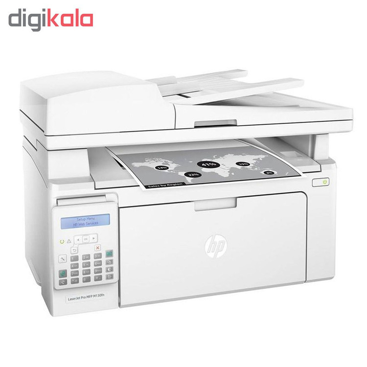پرینتر اچ پی تک رنگ چهار کاره با چاپ لیزری مدل LaserJet Pro MFP M130fn، سایز چاپ A4، دارای صفحه نمایش LCD استوک کارکرده